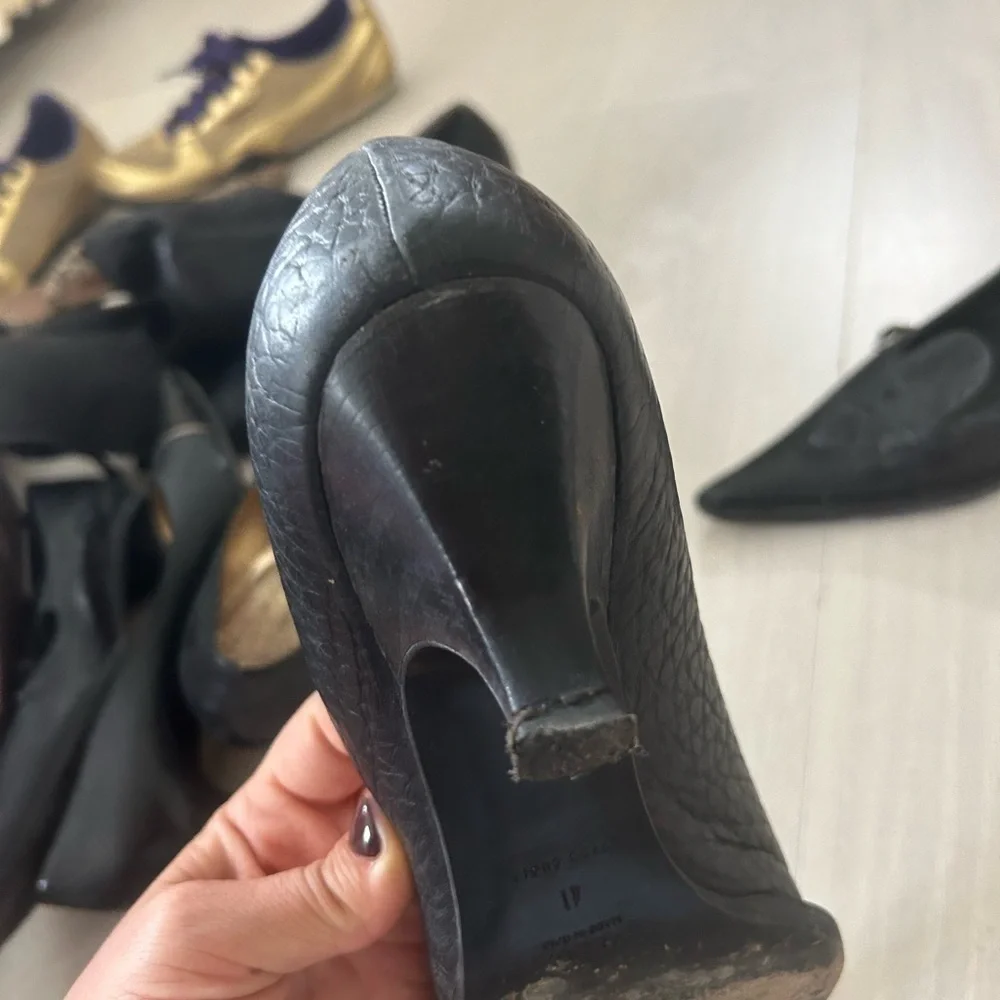 Prada Black Loafer Pointy Toe Kitten Heels Size 41